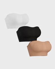 Strapless Bras Non-Slip Silicone Padded Bandeau Bra(2 Pack)