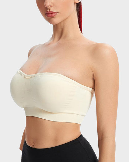 Strapless Bras Non-Slip Silicone Padded Bandeau Bra(2 Pack)