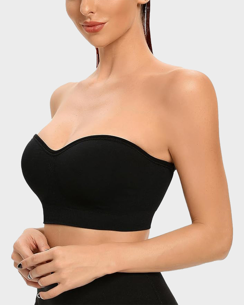 Strapless Bras Non-Slip Silicone Padded Bandeau Bra(2 Pack)