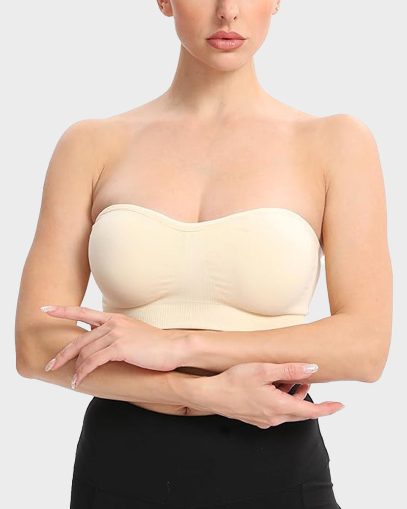 Strapless Bras Non-Slip Silicone Padded Bandeau Bra(2 Pack)