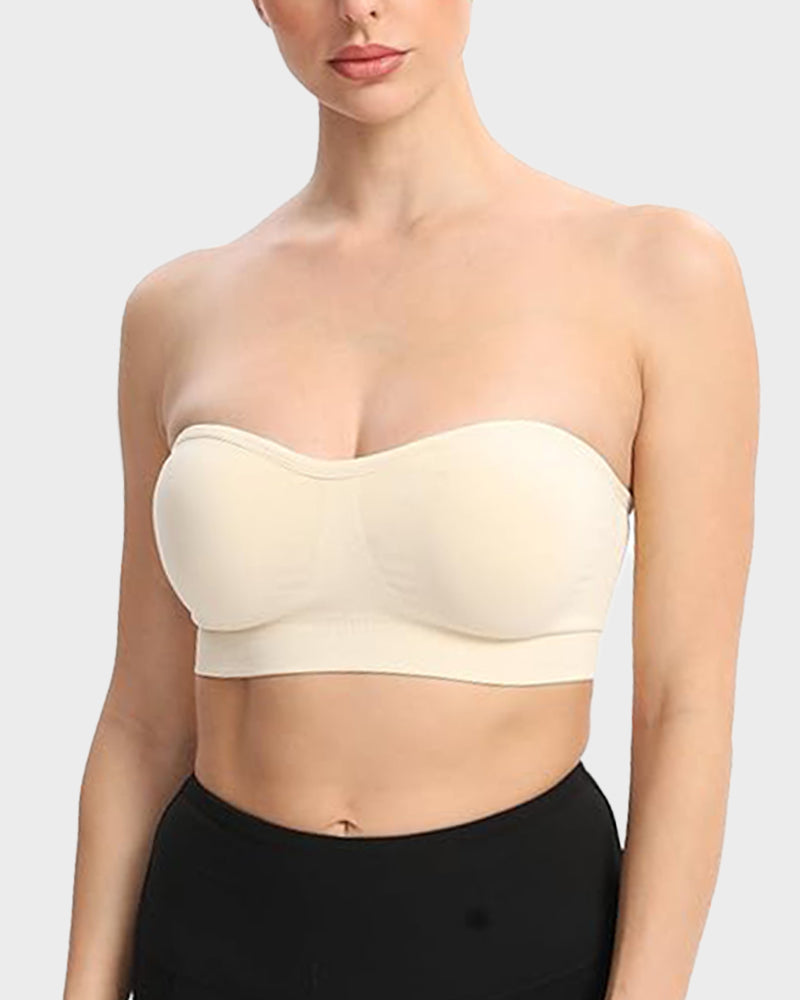 Strapless Bras Non-Slip Silicone Padded Bandeau Bra(2 Pack)