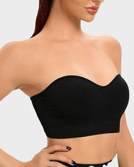 Strapless Bras Non-Slip Silicone Padded Bandeau Bra(2 Pack)