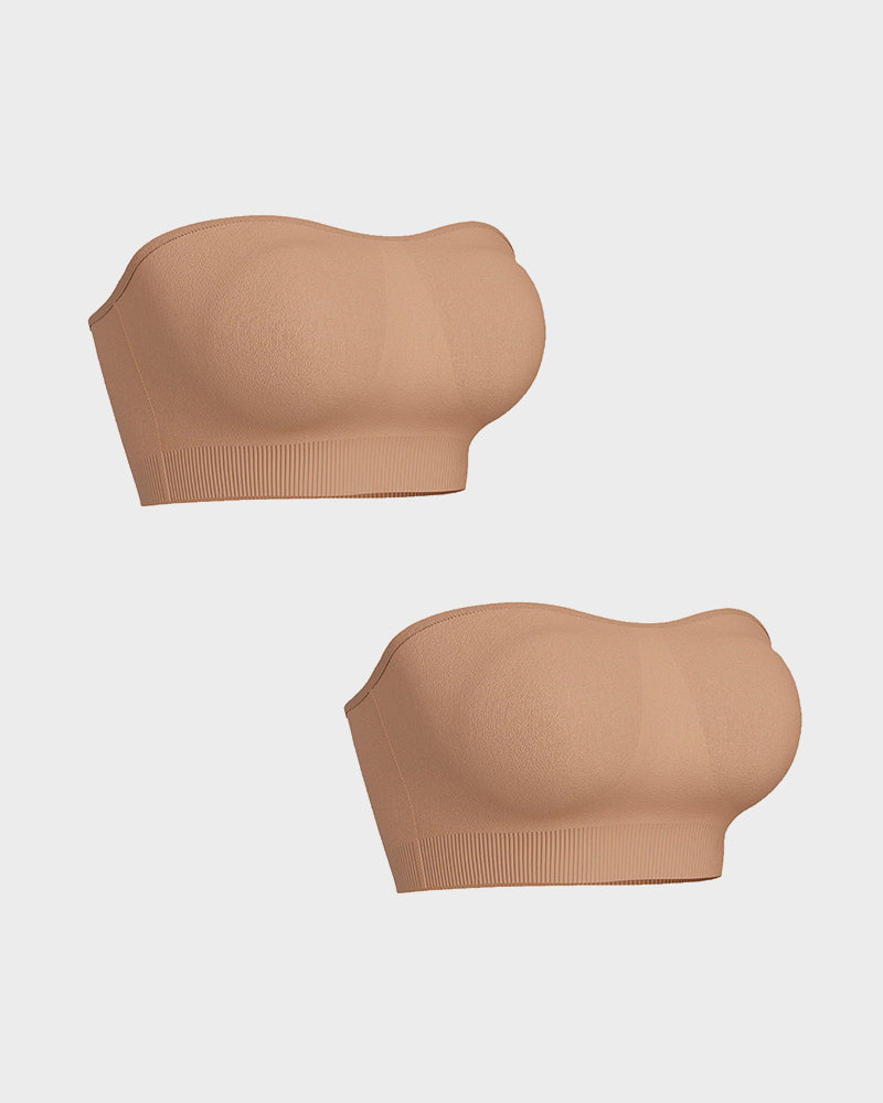 Strapless Bras Non-Slip Silicone Padded Bandeau Bra(2 Pack)