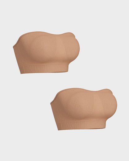 Strapless Bras Non-Slip Silicone Padded Bandeau Bra(2 Pack)