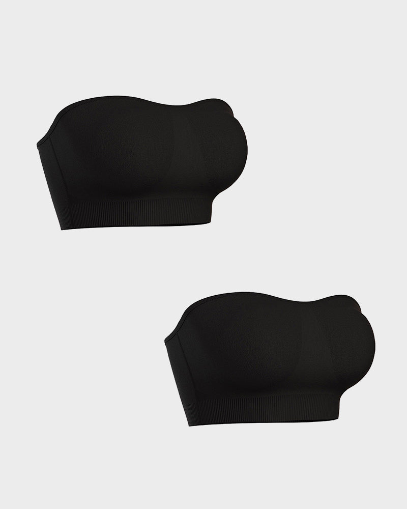 Strapless Bras Non-Slip Silicone Padded Bandeau Bra(2 Pack)