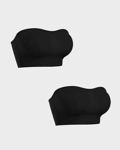 Strapless Bras Non-Slip Silicone Padded Bandeau Bra(2 Pack)