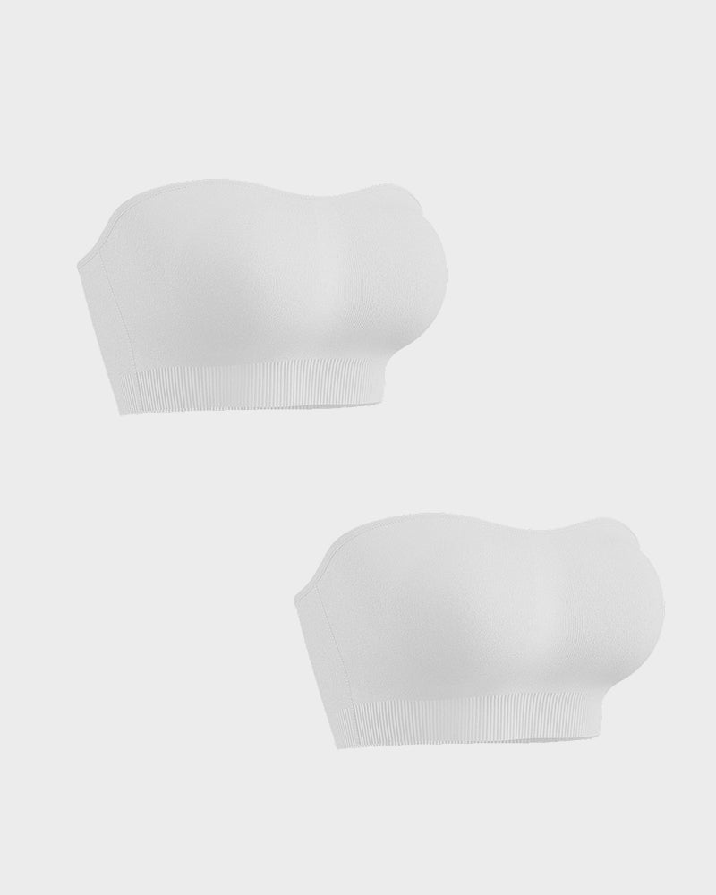 Strapless Bras Non-Slip Silicone Padded Bandeau Bra(2 Pack)