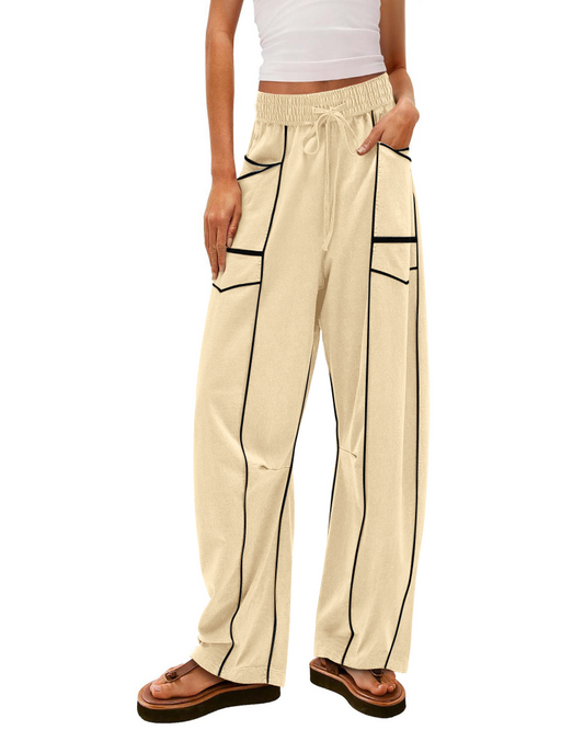 Women's Baggy Barrel Pants Wide Leg Drawstring Pockets Sweatpants