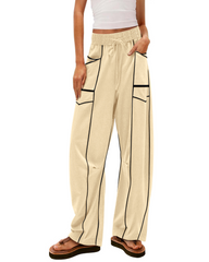 Women's Baggy Barrel Pants Wide Leg Drawstring Pockets Sweatpants