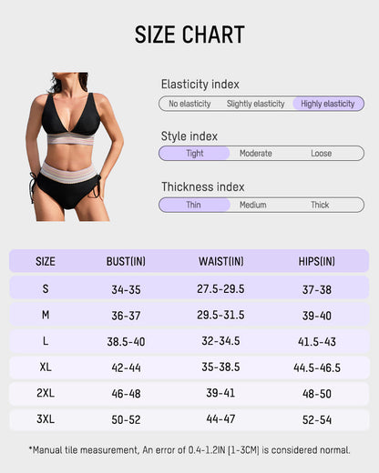 High Waisted Tummy Control Color Block Bikini Sets