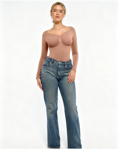 Women's Seamless Sculpt Long Sleeve Thong Comfortable Bodysuit