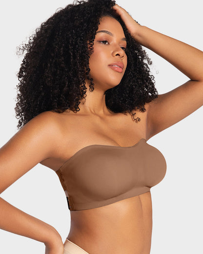 Non-Slip Crossover Side Hook Bandeau Bra