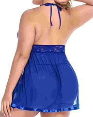Women Plus Size Babydoll Lingerie Lace Chemise Mesh Sleepwear