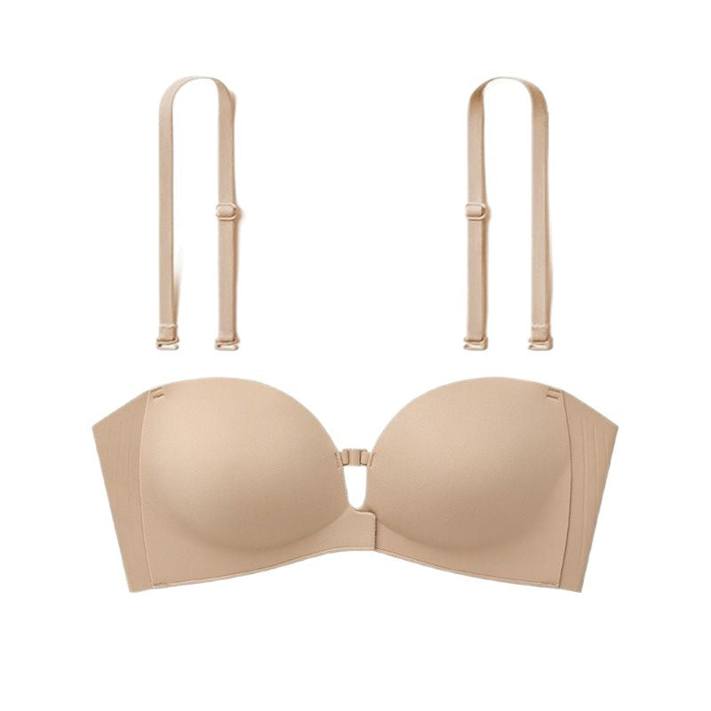 Womens Strapless Front Closure Bra Push Up Lift Bra