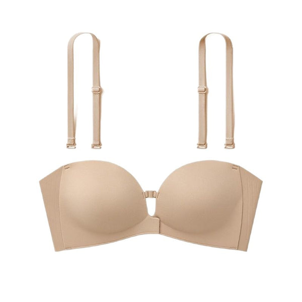 Womens Strapless Front Closure Bra Push Up Lift Bra