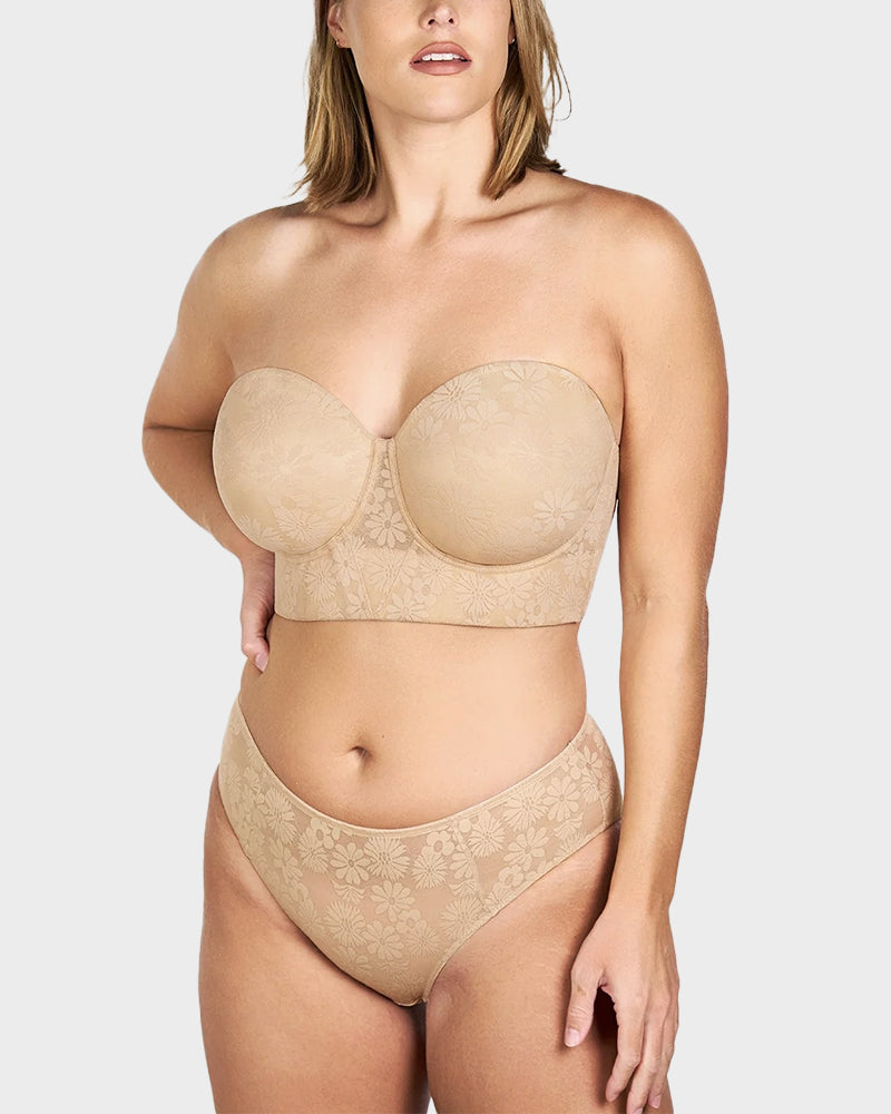Smooth Lace Longline Strapless Underwire Bra