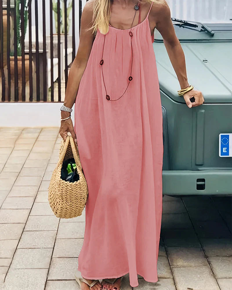 Women’s Solid Color Backless Slip Dress