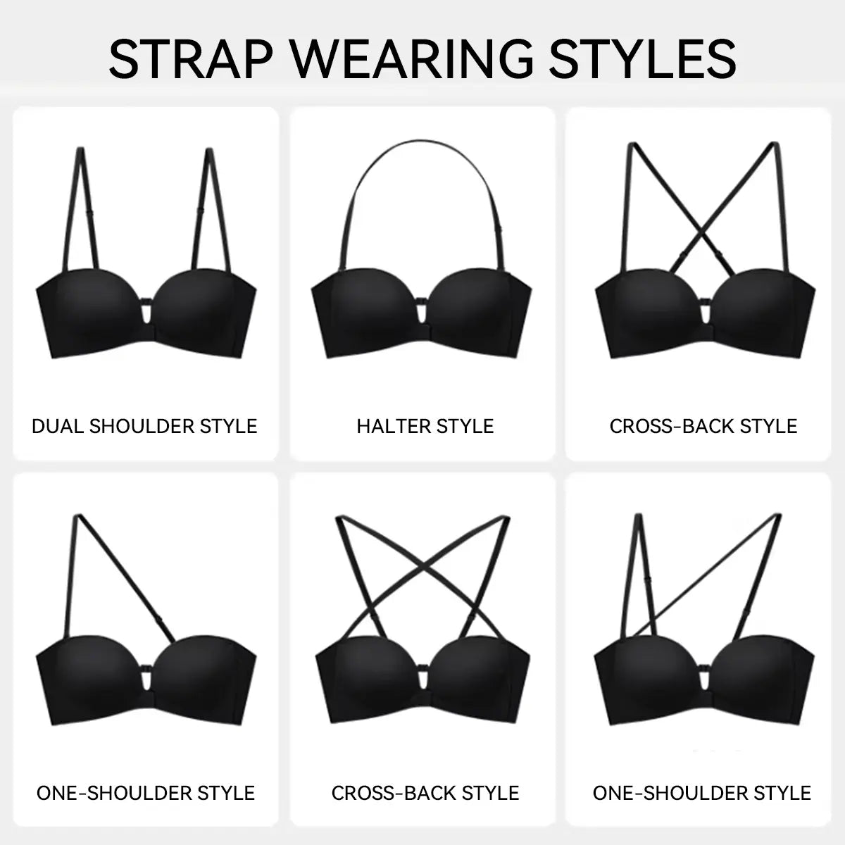 Womens Strapless Front Closure Bra Push Up Lift Bra