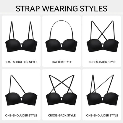 Womens Strapless Front Closure Bra Push Up Lift Bra