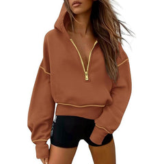 Women's Hooded Sweatshirts Long Sleeve Half Zip Pullover