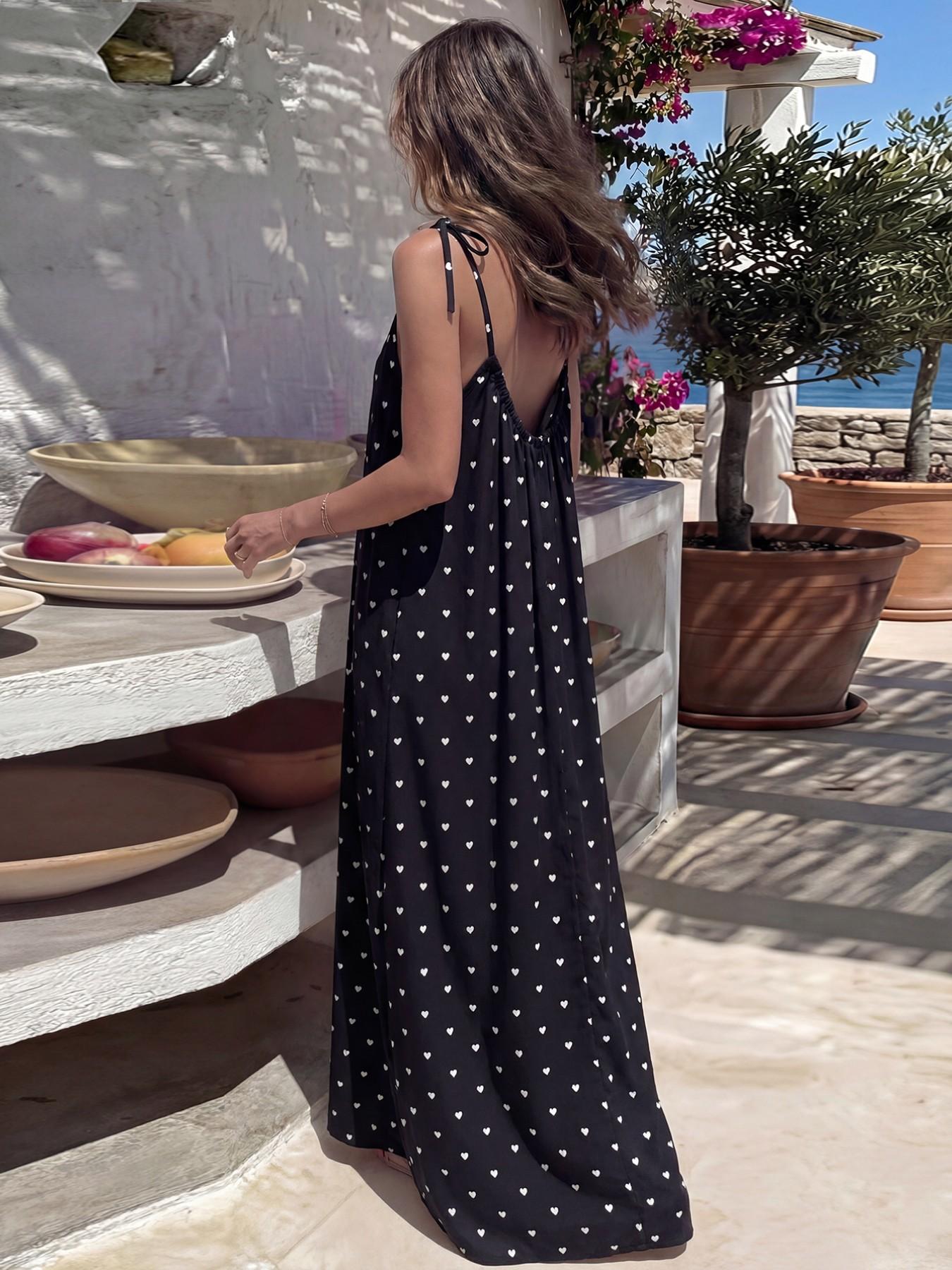 Women’s Solid Color Backless Slip Dress