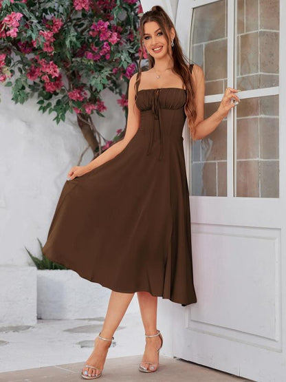 Elegant Square Neck Midi Dress