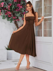 Elegant Square Neck Midi Dress