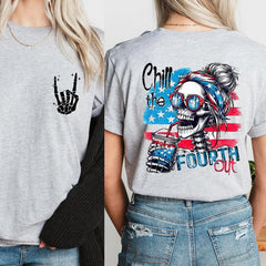 Chill The Fourth Out Shirt USA Funny Retro American Flag Shirt