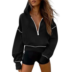Women's Hooded Sweatshirts Long Sleeve Half Zip Pullover