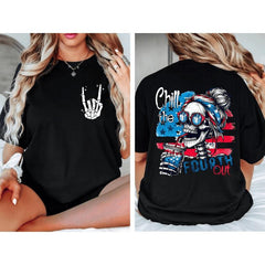 Chill The Fourth Out Shirt USA Funny Retro American Flag Shirt