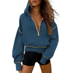 Women's Hooded Sweatshirts Long Sleeve Half Zip Pullover