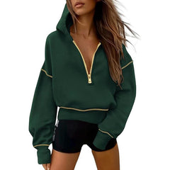 Women's Hooded Sweatshirts Long Sleeve Half Zip Pullover