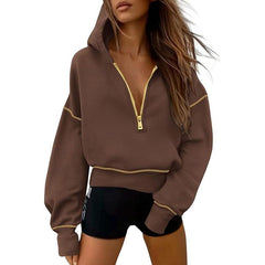 Women's Hooded Sweatshirts Long Sleeve Half Zip Pullover