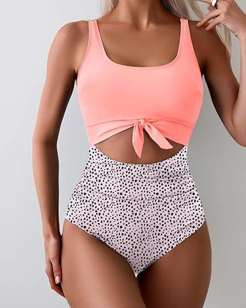 Weluxy One Piece Color Block Swimsuit Tummy Control Slimming Bathing Suit