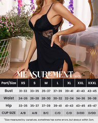 Lace Trim Slit Sleep Dress Babydoll T Shirt Nightgowns