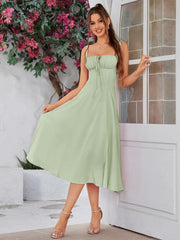 Elegant Square Neck Midi Dress