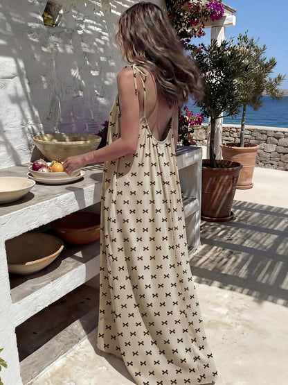 Women’s Solid Color Backless Slip Dress