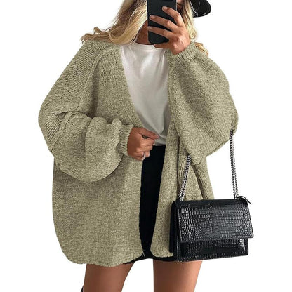 Long Lantern Sleeve Oversized Cardigan Sweater Soft Knitwear