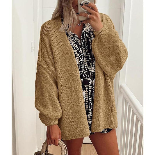Long Lantern Sleeve Oversized Cardigan Sweater Soft Knitwear