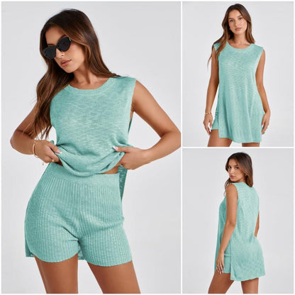 2 Piece Summer Sweater Set Trendy Beach Vacation Sets