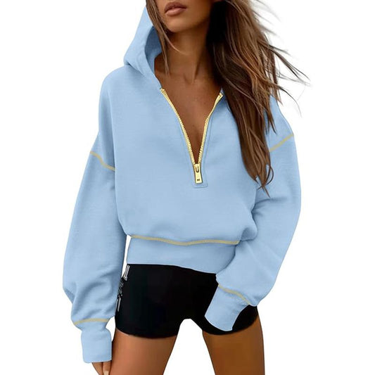 Women's Hooded Sweatshirts Long Sleeve Half Zip Pullover