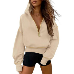 Women's Hooded Sweatshirts Long Sleeve Half Zip Pullover