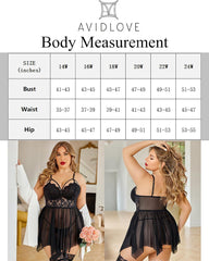 Plus Size Lingerie Mesh Lace Lingerie Top Babydoll Lingerie Exotic Nightgowns