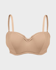 Lace Trim Molded Cup Underwire Bra with Removable Straps