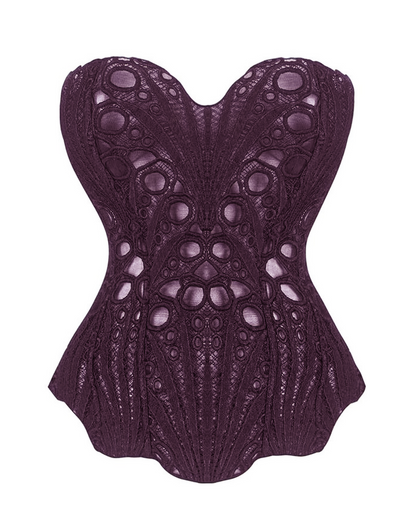 Lace Up Contrast Lace Corset Top Tummy Control Shapewear