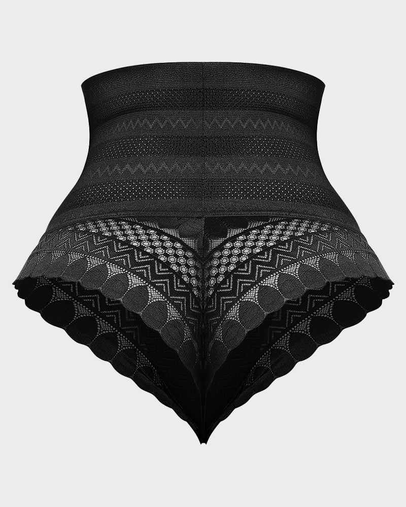 High Waist Lace Mesh Tummy Control Shaping Panty